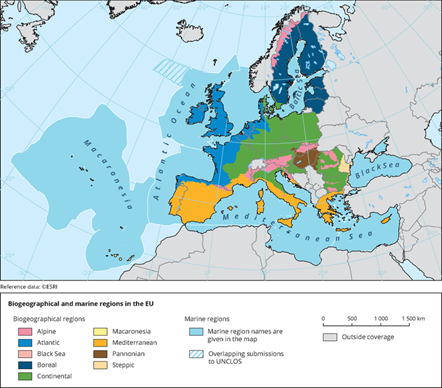 Biographical and marine regions in the EU