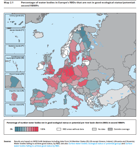 CARTES ILLUSTRATIONS DES RAPPORTS DE L'AEE sur les questions relatives � l'eau Rapport 7/2018 � <em>Eaux europ�ennes, �valuation de l'�tat et des pressions</em> �.